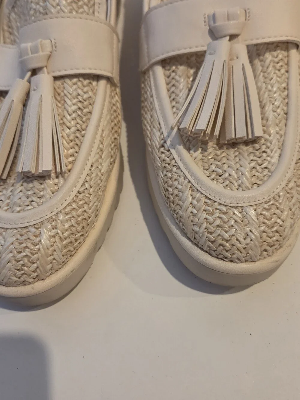 Franco Sarto Lug Sole Loafers shoes size 8.5 Carolynn Tassel Raffia espadrilles
